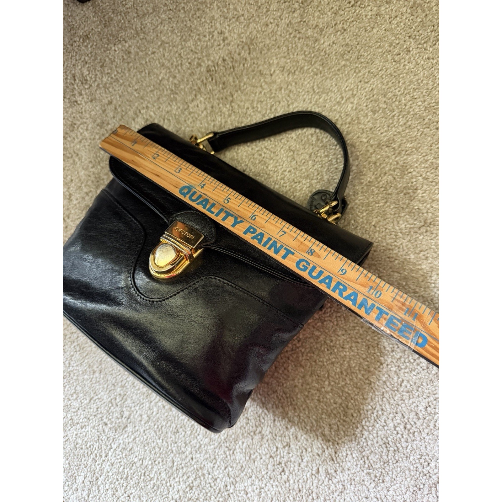 Vtg 1980s Oroton Australian Genuine Cowhide Black Leather Purse — image 6 of 8